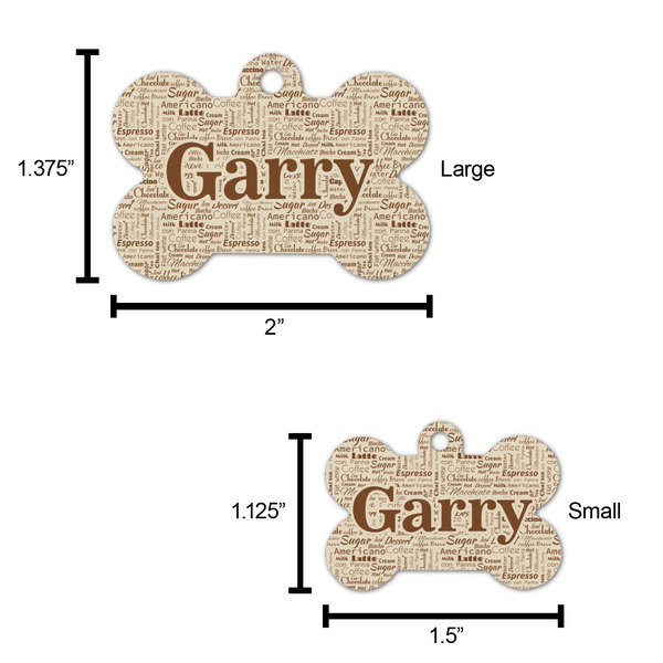 Coffee Lover Bone Shaped Dog ID Tag - Large - Scale