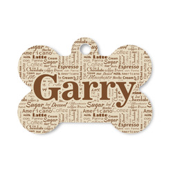Coffee Lover Bone Shaped Dog ID Tag - Small (Personalized)