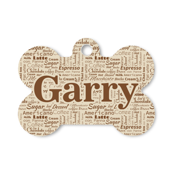 Custom Coffee Lover Bone Shaped Dog ID Tag - Small (Personalized)