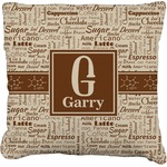 Coffee Lover Faux-Linen Throw Pillow 18" (Personalized)
