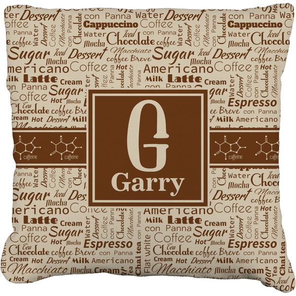Custom Coffee Lover Faux-Linen Throw Pillow 18" (Personalized)