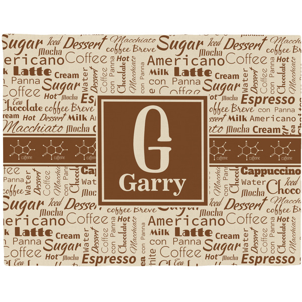 Custom Coffee Lover Woven Fabric Placemat - Twill w/ Name and Initial