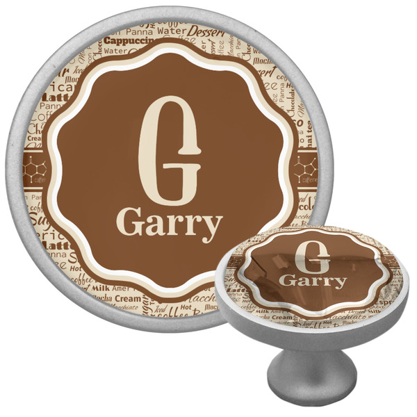 Custom Coffee Lover Cabinet Knob (Silver) (Personalized)