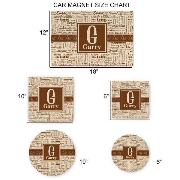 Coffee Lover Car Magnets - SIZE CHART