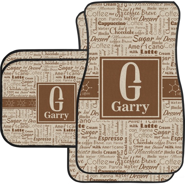 Custom Coffee Lover Car Floor Mats Set - 2 Front & 2 Back (Personalized)