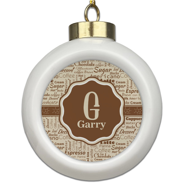 Custom Coffee Lover Ceramic Ball Ornament (Personalized)