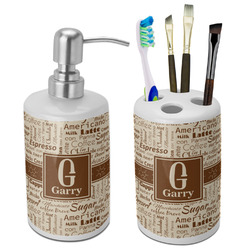 Coffee Lover Ceramic Bathroom Accessories Set (Personalized)