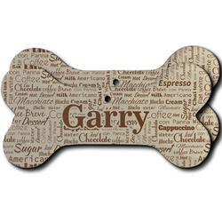 Coffee Lover Ceramic Dog Ornament - Front & Back w/ Name and Initial