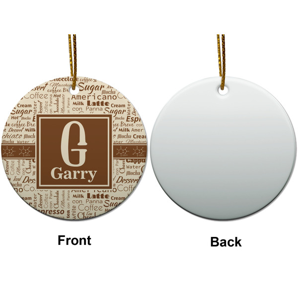 Coffee Lover Ceramic Flat Ornament - Circle Front & Back (APPROVAL)