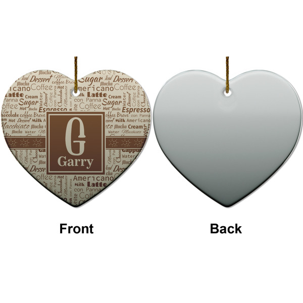 Coffee Lover Ceramic Flat Ornament - Heart Front & Back (APPROVAL)