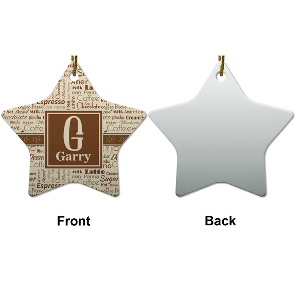 Coffee Lover Ceramic Flat Ornament - Star Front & Back (APPROVAL)