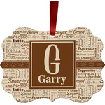 Coffee Lover Metal Frame Ornament - Double Sided w/ Name and Initial