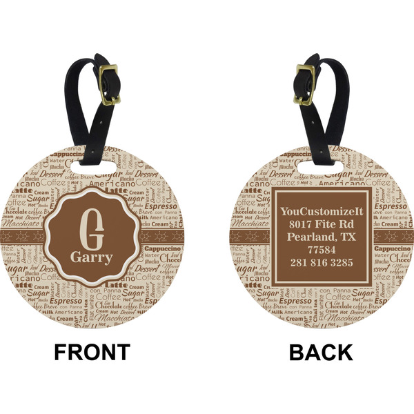 Coffee Lover Circle Luggage Tag (Front + Back)