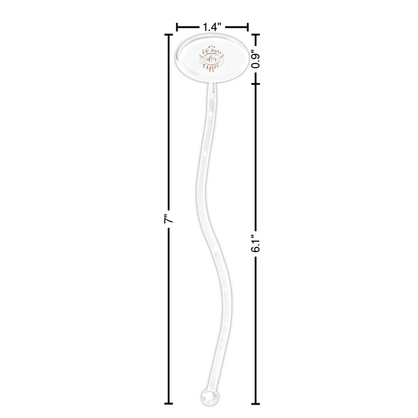 Coffee Lover Clear Plastic 7" Stir Stick - Oval - Dimensions