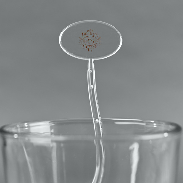 Coffee Lover Clear Plastic 7" Stir Stick - Oval - Main