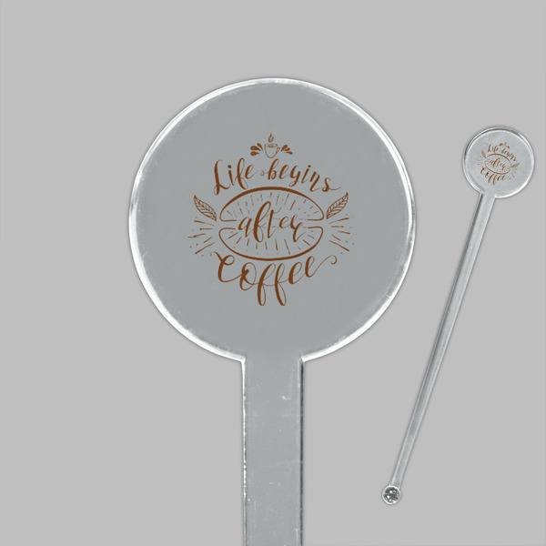 Coffee Lover Clear Plastic 7" Stir Stick - Round - Closeup