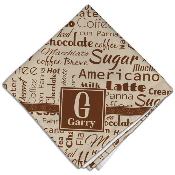 Custom Coffee Lover Cloth Dinner Napkin - Single w/ Name and Initial