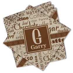Coffee Lover Cloth Cocktail Napkins - Set of 4 w/ Name and Initial