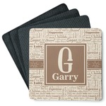 Coffee Lover Square Rubber Backed Coasters - Set of 4 (Personalized)