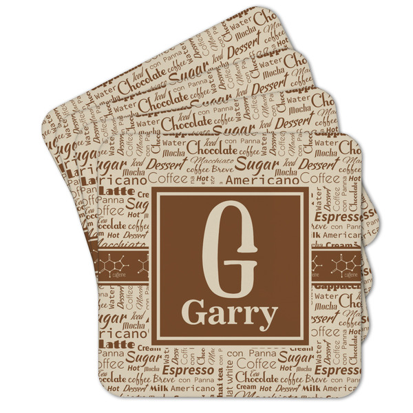 Custom Coffee Lover Cork Coaster - Set of 4 w/ Name and Initial