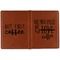 Coffee Lover Cognac Leather Passport Holder Outside Double Sided - Apvl