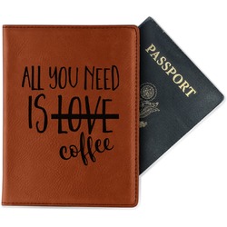 Coffee Lover Passport Holder - Faux Leather - Double Sided (Personalized)