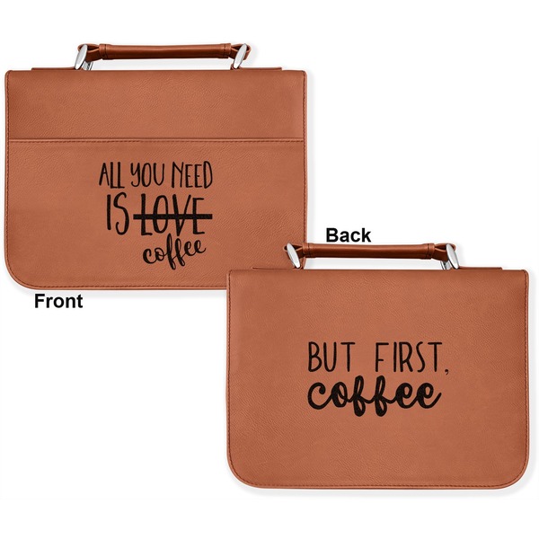 Coffee Lover Cognac Leatherette Bible Covers - Large Double Sided Apvl