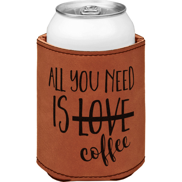 Custom Coffee Lover Leatherette Can Sleeve - Double Sided