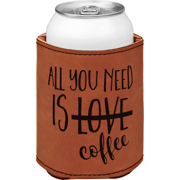 Custom Coffee Lover Leatherette Can Sleeve - Single Sided