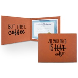 Coffee Lover Leatherette Certificate Holder (Personalized)