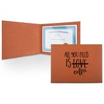Coffee Lover Leatherette Certificate Holder - Front