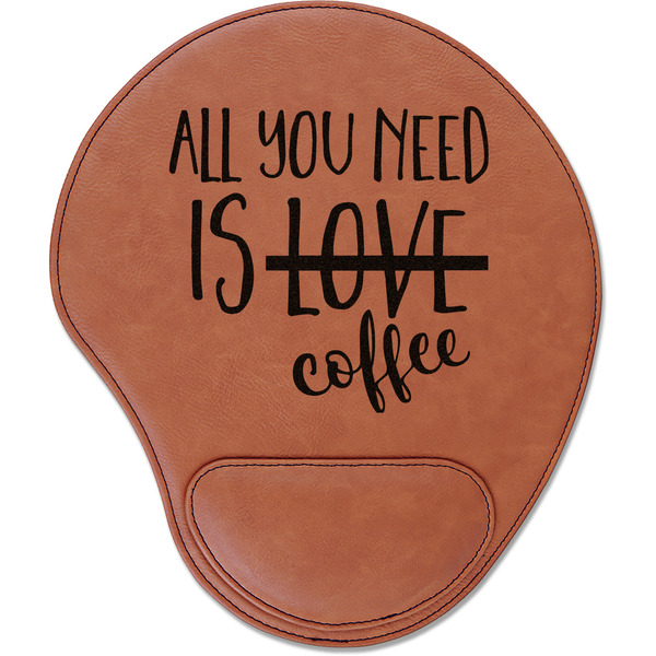 Custom Coffee Lover Leatherette Mouse Pad with Wrist Support