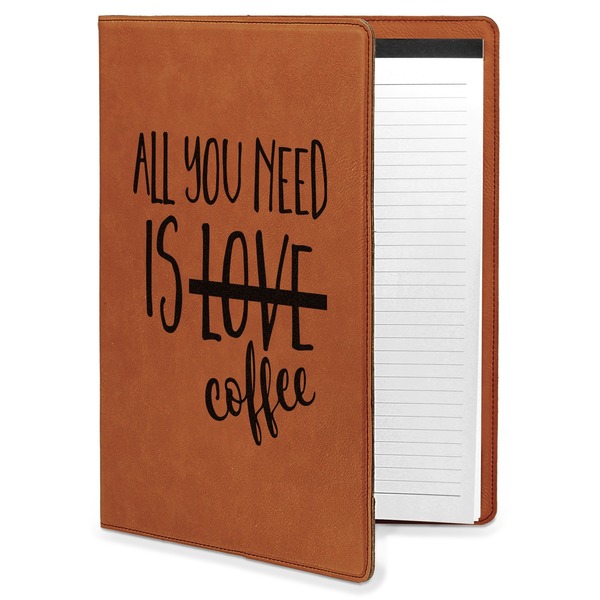 Custom Coffee Lover Leatherette Portfolio with Notepad