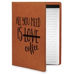 Coffee Lover Leatherette Portfolio with Notepad - Small - Double Sided