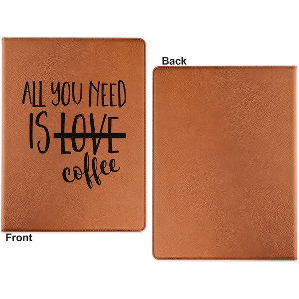Coffee Lover Cognac Leatherette Portfolios with Notepad - Small - Single Sided- Apvl