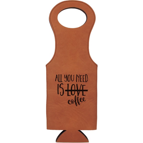 Custom Coffee Lover Leatherette Wine Tote - Double Sided