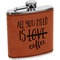 Coffee Lover Cognac Leatherette Wrapped Stainless Steel Flask