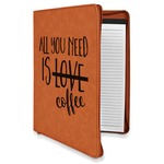 Coffee Lover Leatherette Zipper Portfolio with Notepad