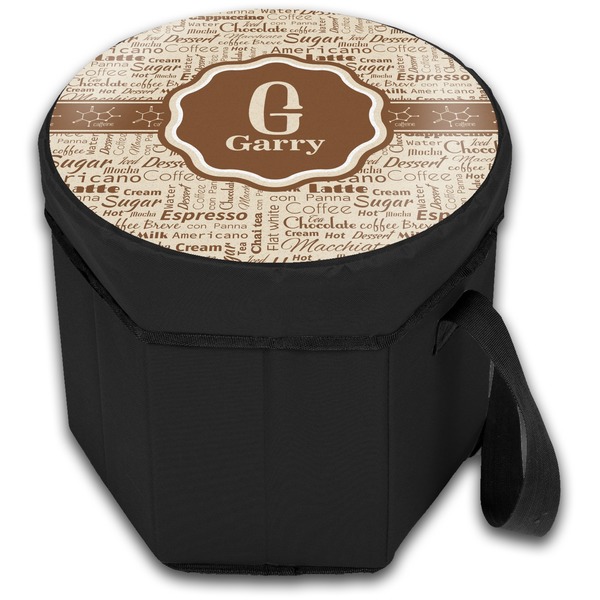 Coffee Lover Collapsible Personalized Cooler & Seat (Closed)