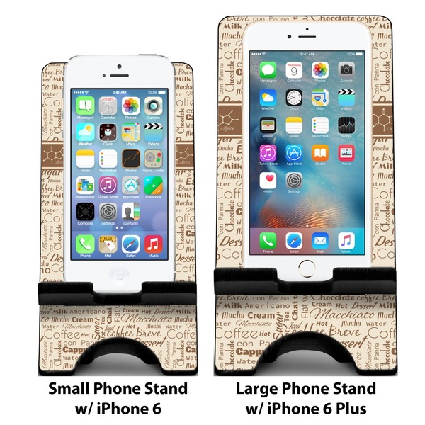 Coffee Lover Compare Phone Stand Sizes - with iPhones