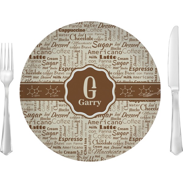 Custom Coffee Lover 10" Glass Lunch / Dinner Plates - Single or Set (Personalized)