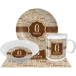 Coffee Lover Dinner Set - Single 4 Pc Setting w/ Name and Initial