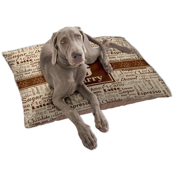Custom Coffee Lover Dog Bed - Large w/ Name and Initial