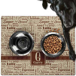 Coffee Lover Dog Food Mat - Large w/ Name and Initial