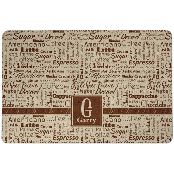 Custom Coffee Lover Dog Food Mat w/ Name and Initial