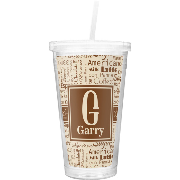 Custom Coffee Lover Double Wall Tumbler with Straw (Personalized)