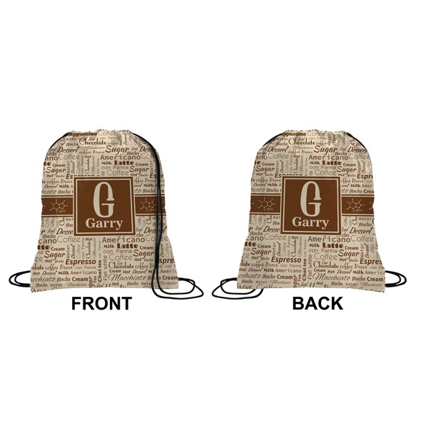 Coffee Lover Drawstring Backpack Front & Back Medium