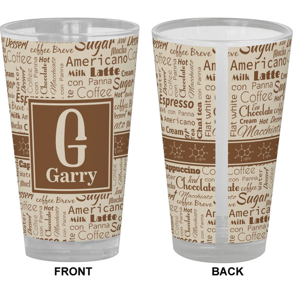 Coffee Lover Pint Glass - Full Color - Front & Back Views