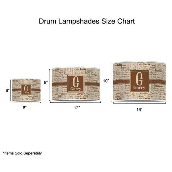 Coffee Lover Drum Lampshades - Sizing Chart