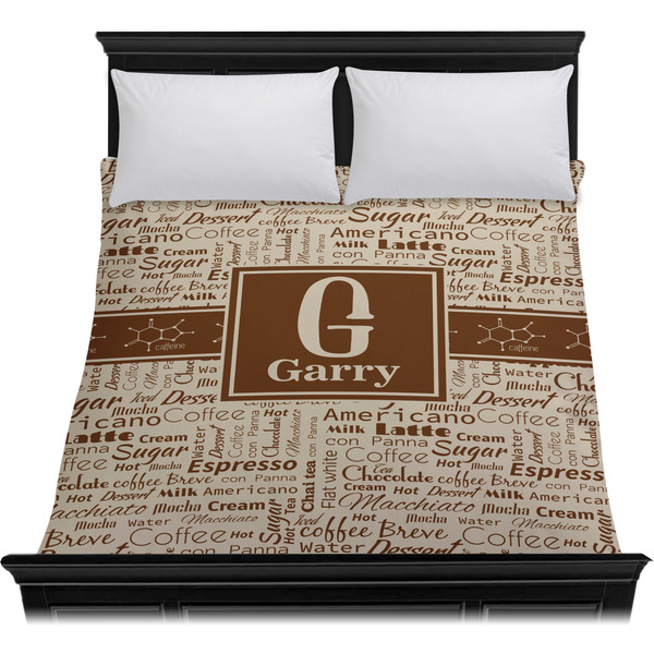 Coffee Lover Duvet Cover - Queen - On Bed - No Prop